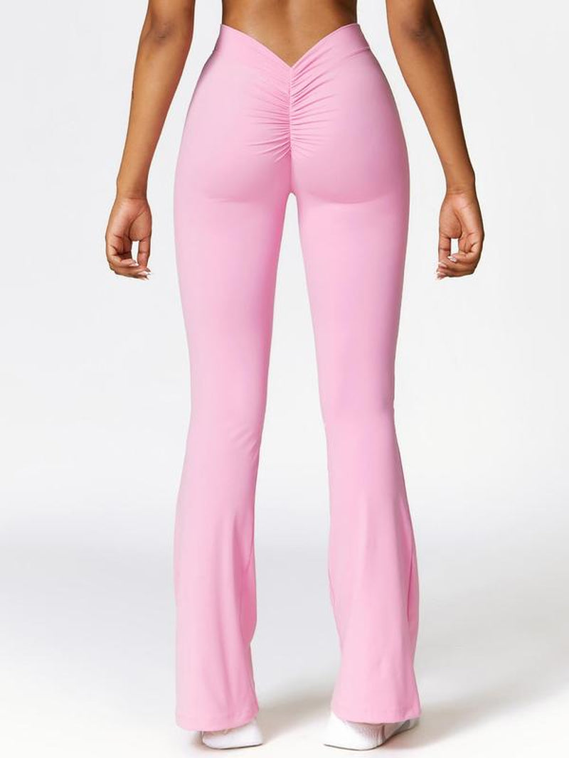 Women'S Peach Hip High Waist Tight Flared Pants Suitable for Gym Waist V-Shaped Sports Pants Outdoor Running Mountaineering Clothing Daily Leisure Exercise Trumpet Pants Comfortable and Easy to Match