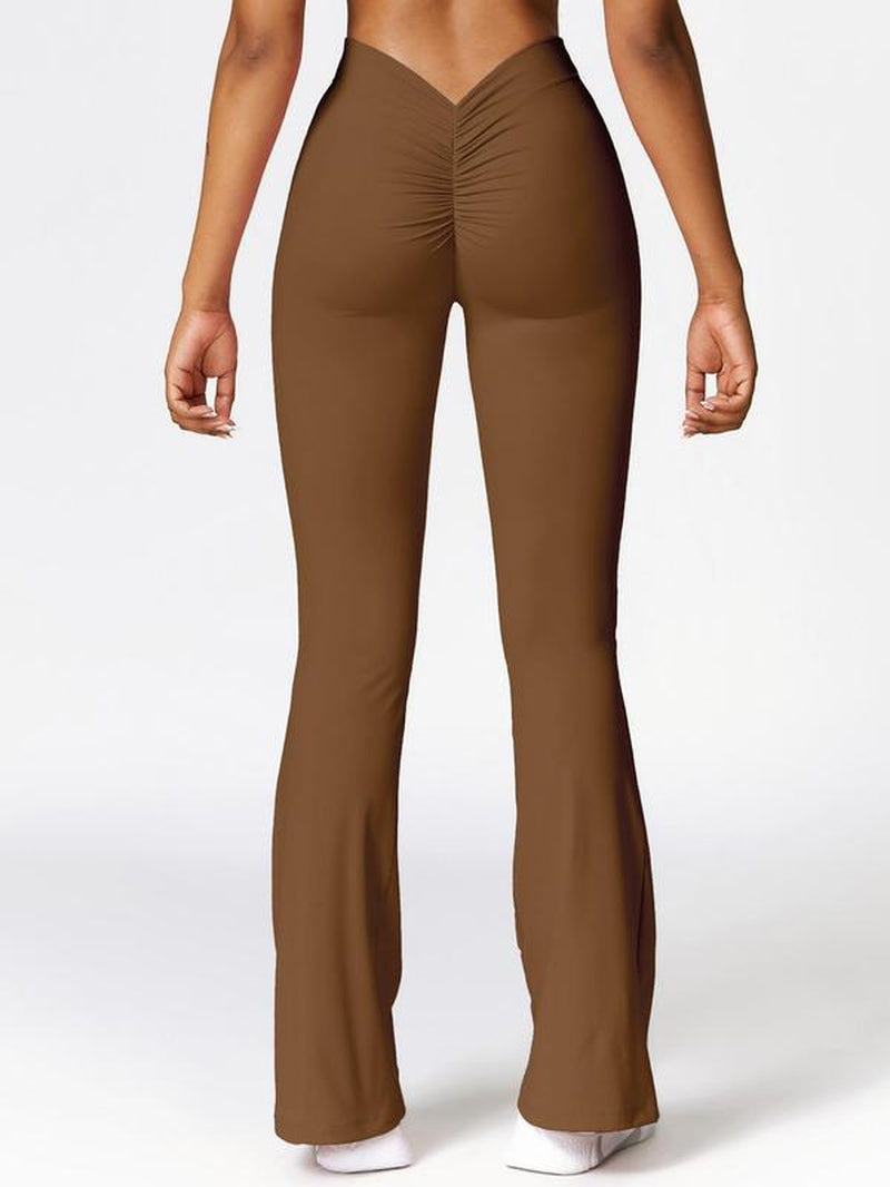 Women'S Peach Hip High Waist Tight Flared Pants Suitable for Gym Waist V-Shaped Sports Pants Outdoor Running Mountaineering Clothing Daily Leisure Exercise Trumpet Pants Comfortable and Easy to Match