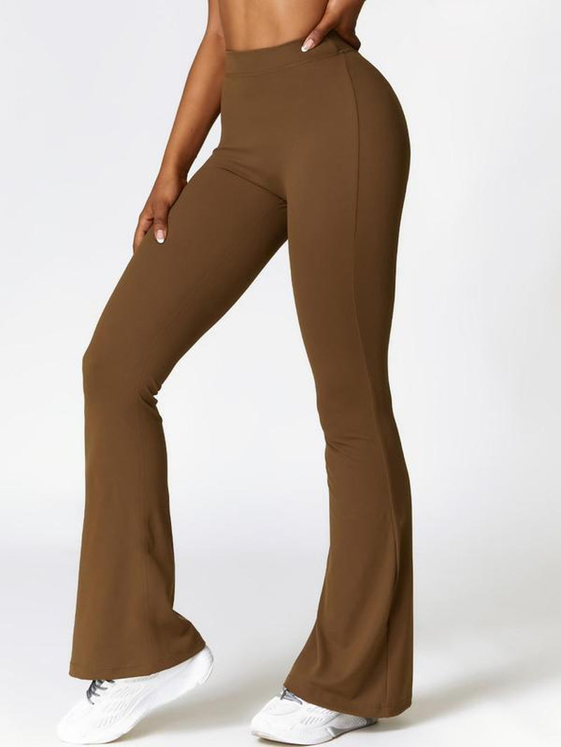 Women'S Peach Hip High Waist Tight Flared Pants Suitable for Gym Waist V-Shaped Sports Pants Outdoor Running Mountaineering Clothing Daily Leisure Exercise Trumpet Pants Comfortable and Easy to Match