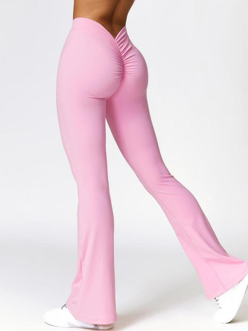Women'S Peach Hip High Waist Tight Flared Pants Suitable for Gym Waist V-Shaped Sports Pants Outdoor Running Mountaineering Clothing Daily Leisure Exercise Trumpet Pants Comfortable and Easy to Match