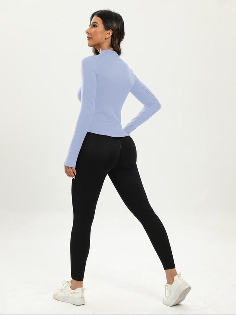 Women'S Zip up Stand Collar Sports Jacket, Sport Long Sleeve Thumb Hole Design Jacket, Summer Outfits 2024, Fall Clothes